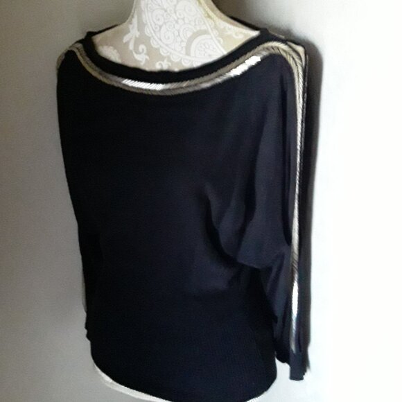 Boston Proper batwing cold shoulder dark black sweater size S - Picture 9 of 14